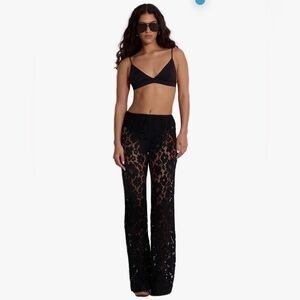 Gottex Beach Life Saint Tropez Lace Cover-Up Flare Leg Pants – Black – Size M